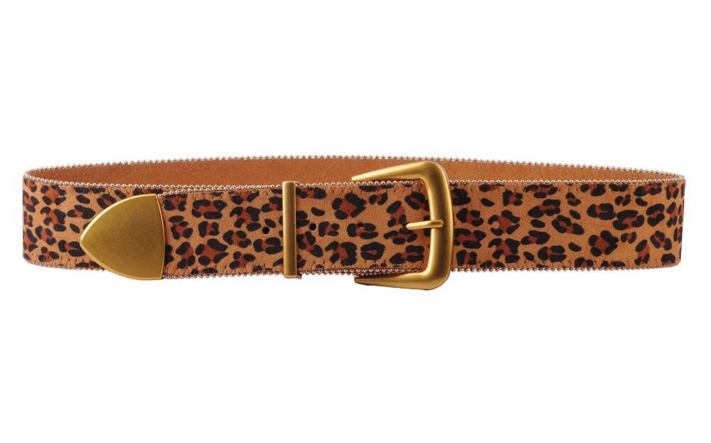 NEW MOST WANTED women's zipper edged belt with buckle in leopard